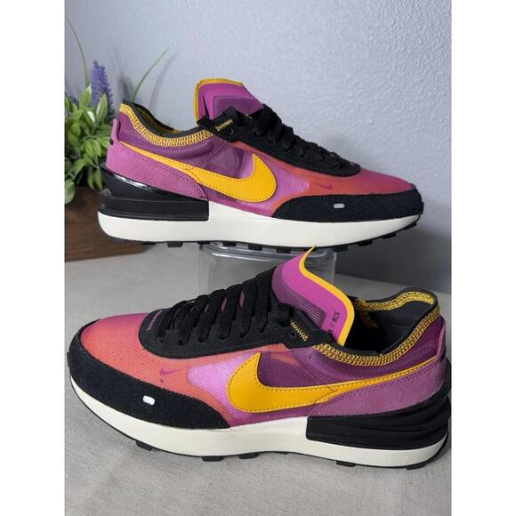 Nike Waffle One Active Fuchsia Pink Yellow Black DC2533-600 Women's Shoes - Picture 2 of 9